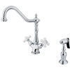 image:imageKingston Brass KS1231PXBS Heritage 2Handle Kitchen Faucet with Brass Sprayer and 8Inch PlatePolished ChromePolished Chrome
