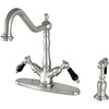 image:imageKingston Brass KS1238PKLBS Duchess 8 inch Centerset Deck Mount Kitchen Faucet with Brass Sprayer 812 inch In Spout Reach Brushed NickelBrushed Nickel