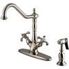 image:imageKingston Brass KS1238TXBS French Country Deck Mount Kitchen Faucet with Brass Sprayer Brushed NickelBrushed Nickel