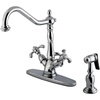 image:imageKingston Brass KS1238TXBS French Country Deck Mount Kitchen Faucet with Brass Sprayer Brushed NickelPolished Chrome