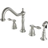 image:imageKingston Brass KS1798TALBS Tudor Widespread Kitchen Faucet With Brass Sprayer Brushed Nickel 812 inch in Spout Reach Brushed NickelBrushed Nickel