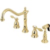 image:imageKingston Brass KS1798TALBS Tudor Widespread Kitchen Faucet With Brass Sprayer Brushed Nickel 812 inch in Spout Reach Brushed NickelPolished Brass
