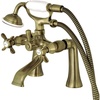 image:imageKingston Brass KS288SN ESSEX 7 Centers Deck Mount Clawfoot Tub Filler with Hand Shower 7 Spread Brushed NickelAntique Brass
