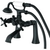 image:imageKingston Brass KS288SN ESSEX 7 Centers Deck Mount Clawfoot Tub Filler with Hand Shower 7 Spread Brushed NickelMatte Black