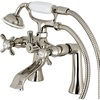 image:imageKingston Brass KS288SN ESSEX 7 Centers Deck Mount Clawfoot Tub Filler with Hand Shower 7 Spread Brushed NickelPolished Nickel