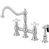 image:imageKingston Brass KS3277PXBS Restoration 8Inch Bridge Kitchen Faucet with Sprayer Brushed BrassPolished Chrome