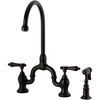 image:imageKingston Brass KS7797BALBS Heirloom Bridge Kitchen Faucet with Brass Sprayer Brushed BrassOil Rubbed Bronze