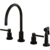 image:imageKingston Brass KS8720DLBS Concord 8Inch Widespread Kitchen Faucet with Brass Sprayer Matte Black
