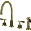 image:imageKingston Brass KS8721KNLBS Convergent DoubleHandle Widespread Kitchen Faucet with Knurled Handle and Brass Sprayer Polished ChromeAntique Brass