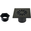 image:imageSunburst 4 Brass Square Grid Shower Drain with Hair Strainer Matte Black