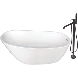 image:imageAqua Eden 59Inch Acrylic Freestanding Tub with Faucet Combo WhiteOil Rubbed BronzeWhiteOil Rubbed Bronze