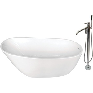 image:imageAqua Eden 59Inch Acrylic Freestanding Tub with Faucet Combo WhiteOil Rubbed BronzeWhitePolished Chrome
