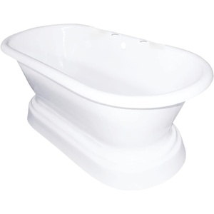 image:imageAqua Eden VCT7D663025 66Inch Cast Iron Double Ended Pedestal Tub with 7Inch Faucet Drillings White
