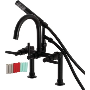 image:imageKingston Brass AE8107DKL Kaiser 2Handle 7Inch Deck Mount Clawfoot Tub Faucet with Hand Shower Brushed BrassMatte Black