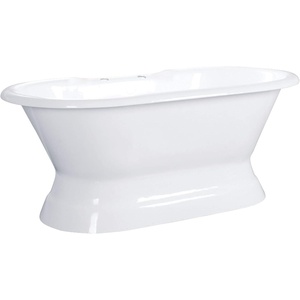 image:imageKingston Brass Aqua Eden VCT7D603024 60Inch Cast Iron Double Ended Pedestal Tub with 7Inch Faucet Drillings White