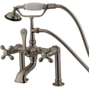image:imageKingston Brass CC109T8 Vintage 7Inch Deck Mount Clawfoot Tub Faucet with Hand Shower Brushed NickelBrushed Nickel
