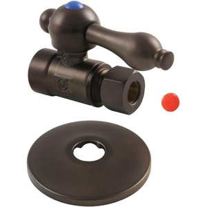 image:imageKingston Brass CC43255K 12Inch Sweat 38Inch OD Comp Straight Stop Valve with Flange Oil Rubbed Bronze