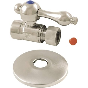 image:imageKingston Brass CC43258K 12Inch Sweat 38Inch OD Comp Straight Stop Valve with Flange Brushed Nickel