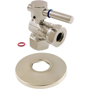 image:imageKingston Brass CC44108DLK 12Inch FIP X 12Inch or 716Inch OD Slip Joint QuarterTurn Angle Stop Valve with Flange Brushed Nickel