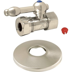 image:imageKingston Brass CC44158KLK 12 FIP x 12 or 716 Slip Joint QuarterTurn Straight Stop Valve with Flange Brushed NickelBrushed Nickel