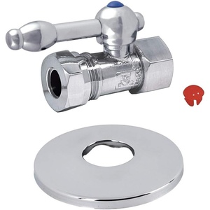 image:imageKingston Brass CC44158KLK 12 FIP x 12 or 716 Slip Joint QuarterTurn Straight Stop Valve with Flange Brushed NickelPolished Chrome