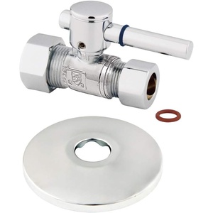 image:imageKingston Brass CC44451DLK 58Inch OD X 12Inch OD Comp QuarterTurn Straight Stop Valve with Flange Polished Chrome