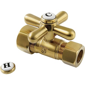 image:imageKingston Brass CC44457X 58 OD Comp x 12 OD Comp Straight Shut Off Valve Brushed Brass