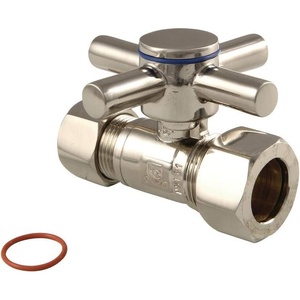 image:imageKingston Brass CC44458DX 58Inch OD Comp x 12Inch OD Comp QuarterTurn Straight Stop Valve in Brushed NickelBrushed Nickel