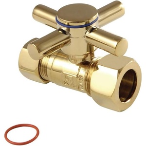 image:imageKingston Brass CC44458DX 58Inch OD Comp x 12Inch OD Comp QuarterTurn Straight Stop Valve in Brushed NickelPolished Brass