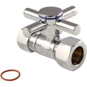 image:imageKingston Brass CC44458DX 58Inch OD Comp x 12Inch OD Comp QuarterTurn Straight Stop Valve in Brushed NickelPolished Chrome