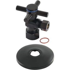 image:imageKingston Brass CC53300DXK 58Inch X 38Inch OD Comp QuarterTurn Angle Stop Valve with Flange Matte Black