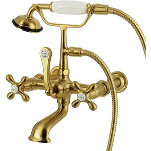 image:imageKingston Brass CC547T7 Vintage 7Inch Wall Mount Tub Faucet with Hand Shower Brushed Brass