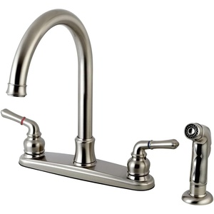 image:imageKingston Brass FB7798NMLSP Naples 8Inch Centerset Kitchen Faucet with Sprayer Brushed NickelBrushed Nickel