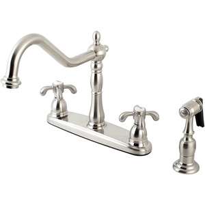 image:imageKingston Brass KB1751TXBS French Country set Kitchen Faucet with Brass Sprayer 858Inch Polished ChromeBrushed Nickel
