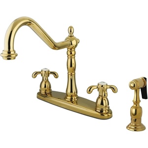 image:imageKingston Brass KB1751TXBS French Country set Kitchen Faucet with Brass Sprayer 858Inch Polished ChromePolished Brass