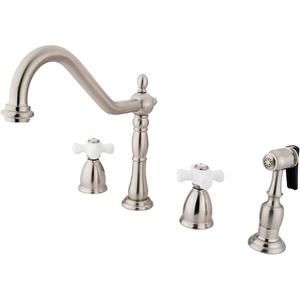 image:imageKingston Brass KB1791PXBS Heritage 8Inch Centerset Kitchen Faucet Polished ChromeBrushed Nickel