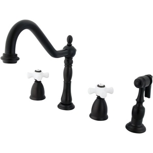 image:imageKingston Brass KB1791PXBS Heritage 8Inch Centerset Kitchen Faucet Polished ChromeOil Rubbed Bronze