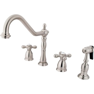 image:imageKingston Brass KB1793AXBS Widespread Kitchen Faucet Antique BrassBrushed Nickel