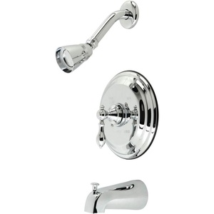 image:imageKingston Brass KB3633ACL American Classic SingleHandle Pressure Balanced Tub and Shower Faucet in Antique BrassPolished Chrome