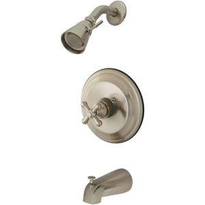 image:imageKingston Brass KB3637AX Restoration SingleHandle Pressure Balanced Tub and Shower Faucet in Brushed BrassBrushed Nickel