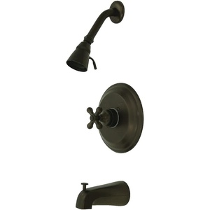 image:imageKingston Brass KB3637AX Restoration SingleHandle Pressure Balanced Tub and Shower Faucet in Brushed BrassOil Rubbed Bronze
