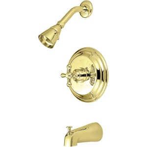 image:imageKingston Brass KB3637AX Restoration SingleHandle Pressure Balanced Tub and Shower Faucet in Brushed BrassPolished Brass