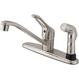 image:imageKingston Brass KB563SNSP Wyndham Single Loop Handle Kitchen Faucet with Deck Sprayer 8Inch Brushed NickelBrushed Nickel