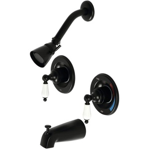 image:imageKingston Brass KB666PLAC Vintage DoubleHandle Pressure Balanced Tub and Shower Faucet in Antique CopperMatte Black