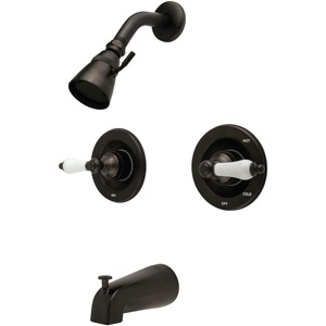 image:imageKingston Brass KB666PLAC Vintage DoubleHandle Pressure Balanced Tub and Shower Faucet in Antique CopperOil Rubbed Bronze