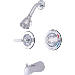 image:imageKingston Brass KB666PLAC Vintage DoubleHandle Pressure Balanced Tub and Shower Faucet in Antique CopperPolished Chrome