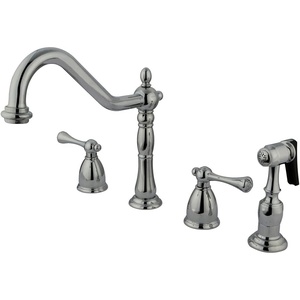 image:imageKingston Brass KB7792BLBS English Country 8Inch Widespread Kitchen Faucet with Brass Sprayer Polished BrassPolished Chrome