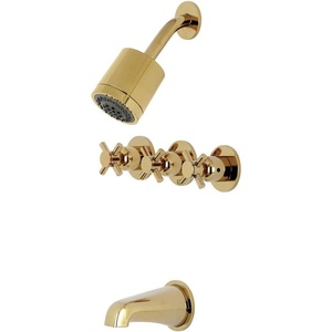 image:imageKingston Brass KBX8137DX Concord TripleHandle Tub and Shower Faucet in Brushed BrassPolished Brass