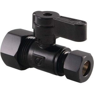image:imageKingston Brass KF5335 58 OD x 38 OD Comp Straight Stop Valve Polished ChromeMatte Black
