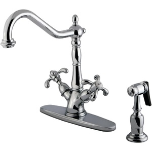 image:imageKingston Brass KS1238TXBS French Country Deck Mount Kitchen Faucet with Brass Sprayer Brushed NickelPolished Chrome